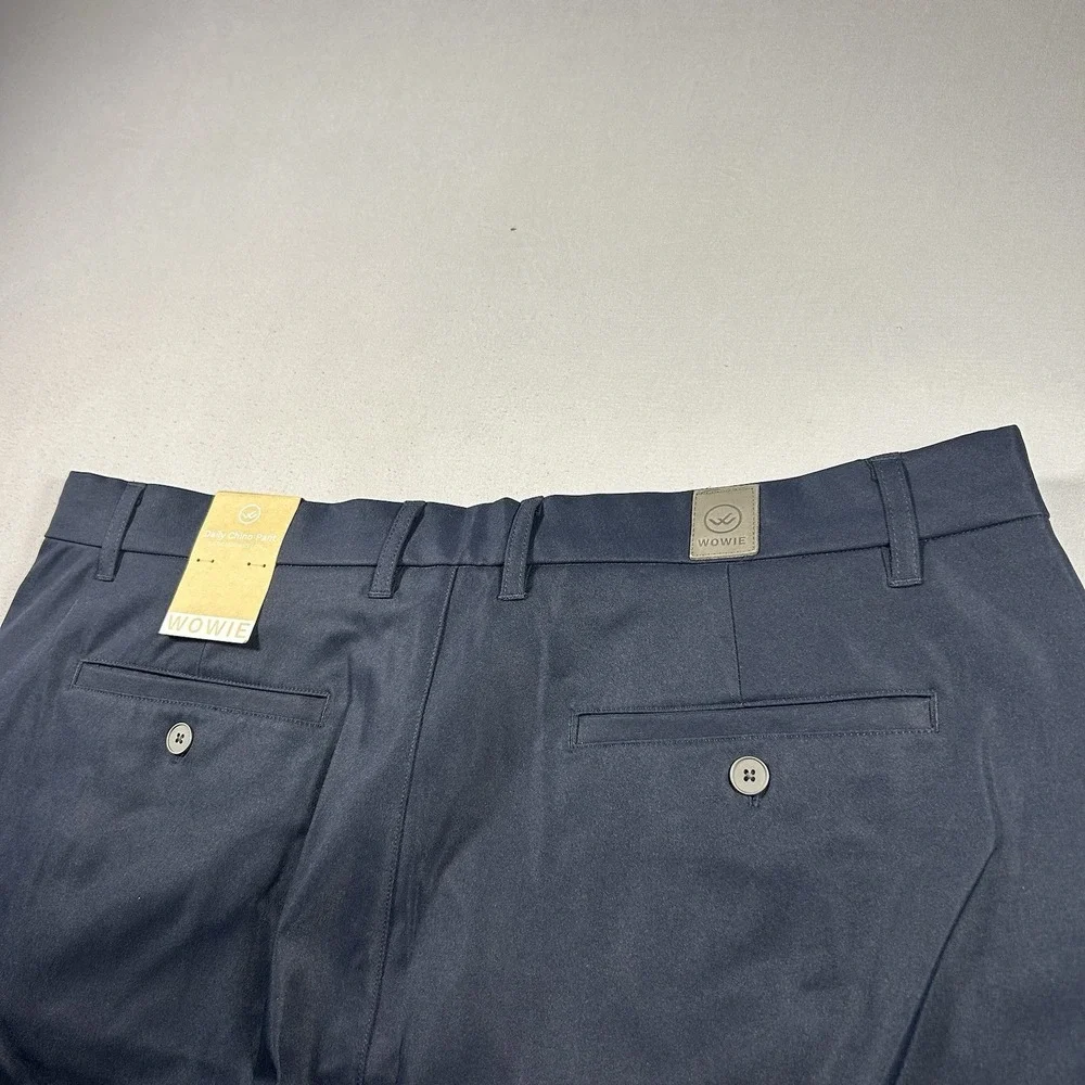 Wowie Pants Mens 36x32 Blue Stretch Chino Travel Tech Golf Performance Pants